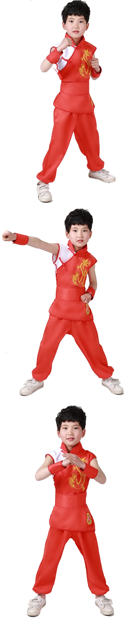 Kid's Dragon Embroidery Kung Fu Uniform with Sash (RM)