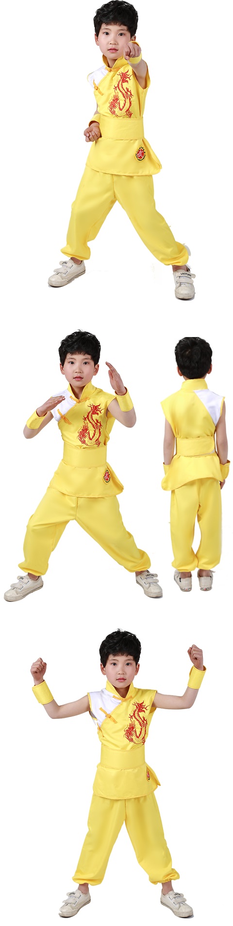 Kid's Dragon Embroidery Kung Fu Uniform with Sash (RM)