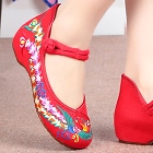Low-Heel Phoenix Embroidery Shoes (Red)