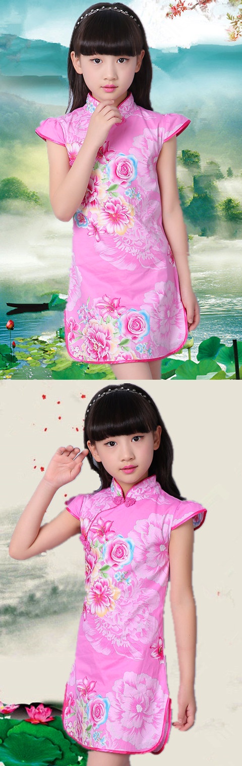 Girl's Floral Cheongsam Dress (RM)