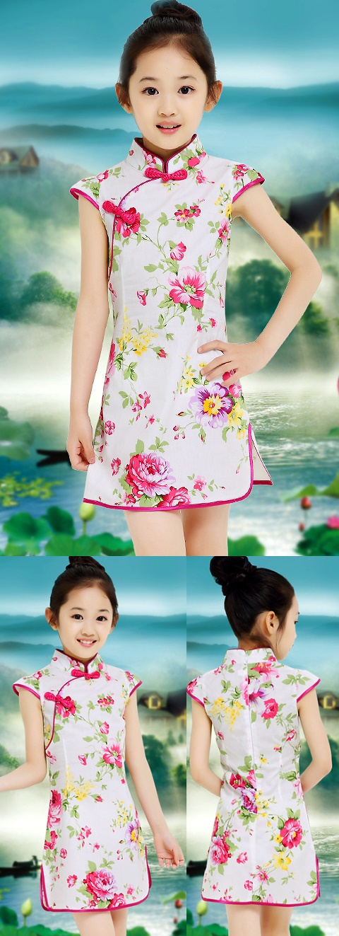 Girl's Floral Cheongsam Dress (RM)