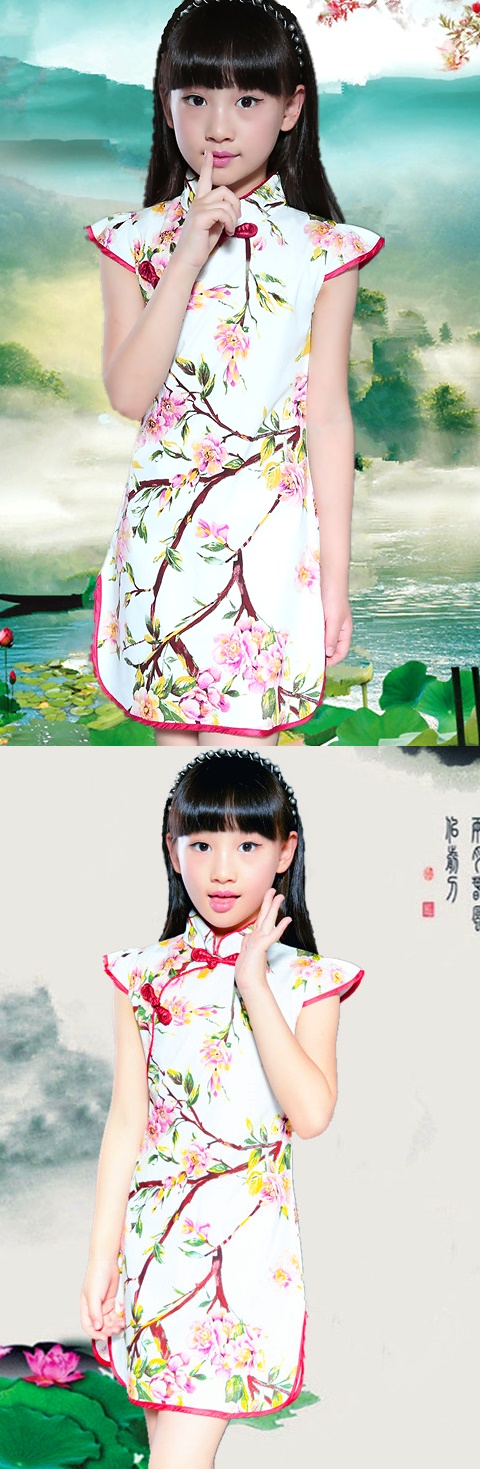 Girl's Floral Cheongsam Dress (RM)