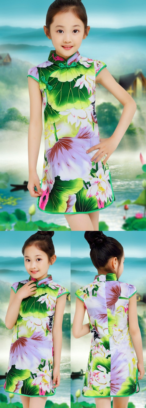 Girl's Floral Cheongsam Dress (RM)