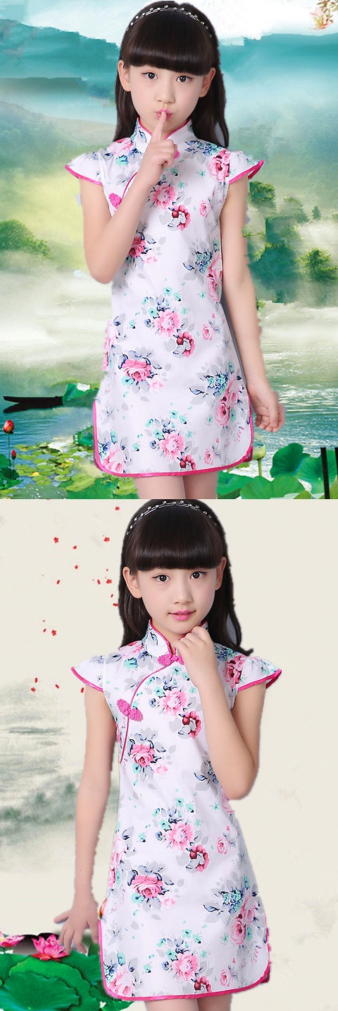 Girl's Floral Cheongsam Dress (RM)