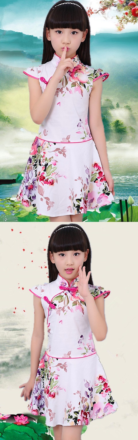 Girl's Floral Cheongsam Dress (RM)