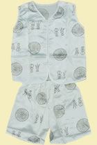 特價品-男童無袖福字團壽套裝 (白色)