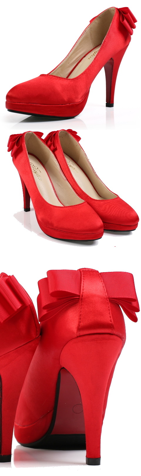 High Heel Ribbon Bow Tie Shoes