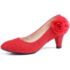 Mid Heel Ribbon Flower Shoes