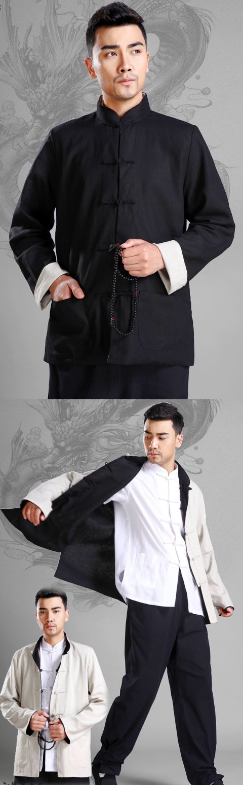 Mandarin Reversible Linen-cotton Jacket (RM)
