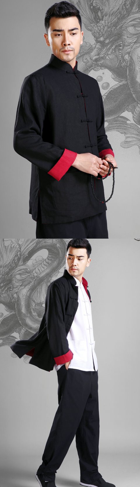 Mandarin Reversible Linen-cotton Jacket (RM)