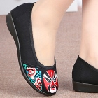 Low Heel Opera Mask Embroidery Shoes (Black)