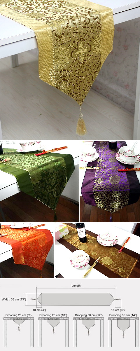 Chinese Ethnic Lotus Embroidery Table Runner (RM)