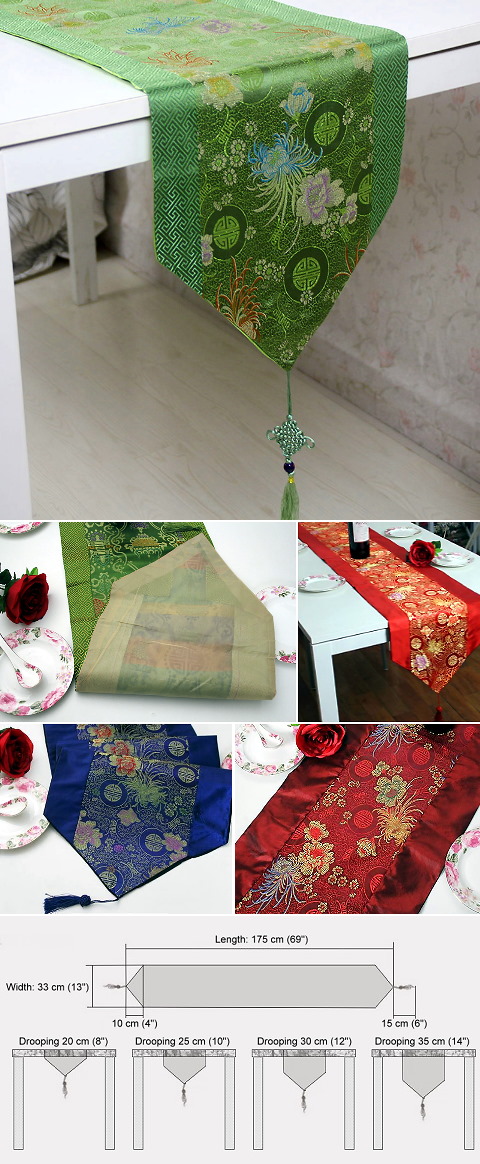 Chinese Ethnic Longevity & Chrysanthemum Embroidery Table Runner (RM)