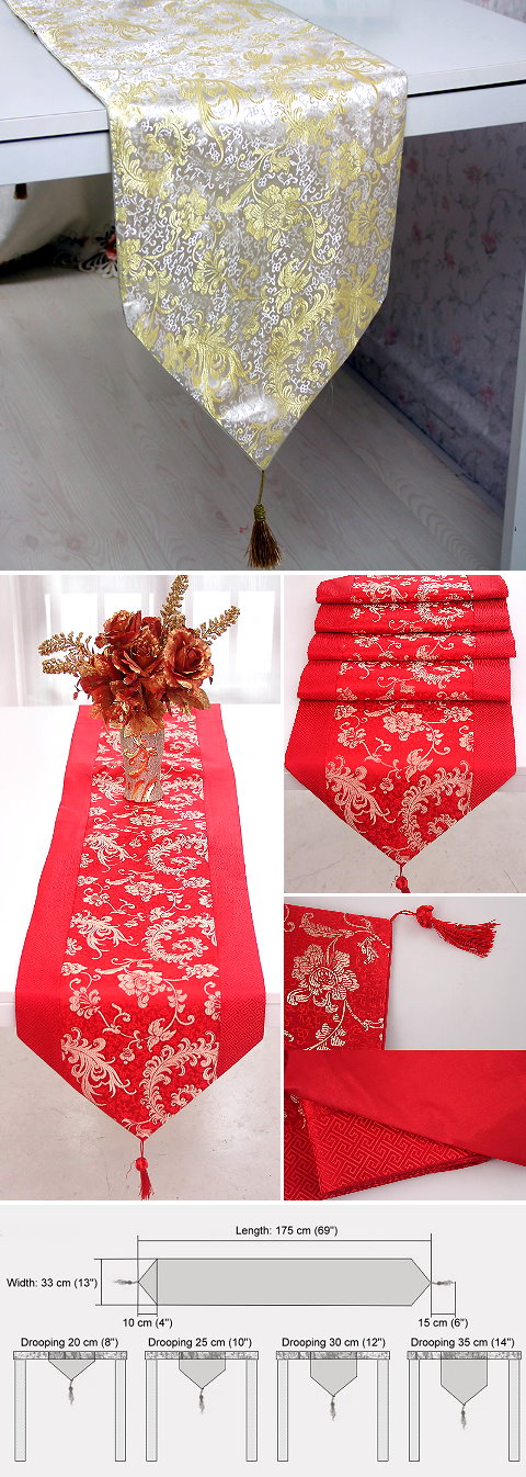 Chinese Ethnic Phoenix Tail Embroidery Table Runner (RM)