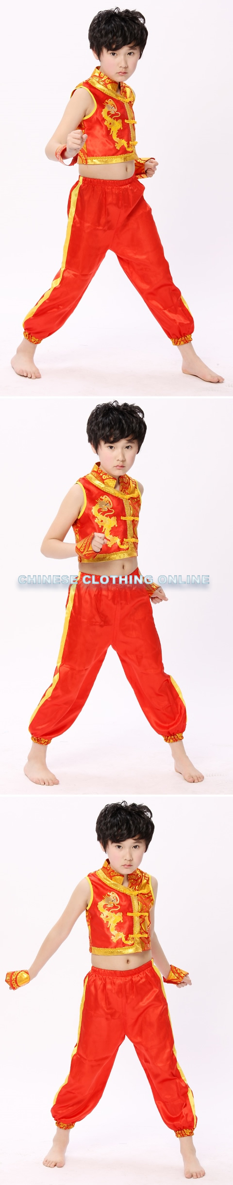 Kid's Dragon Embroidery Kung Fu Suit (RM)