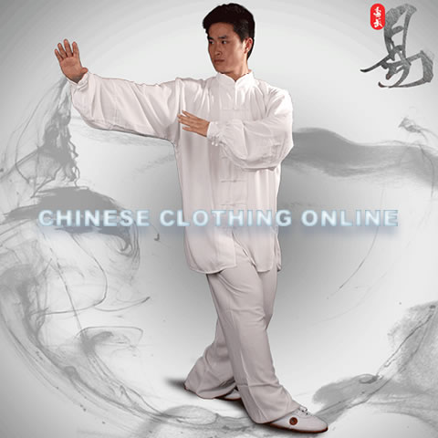 Professional Taichi Kungfu Uniform with Pants - Cotton/Silk - White (RM)