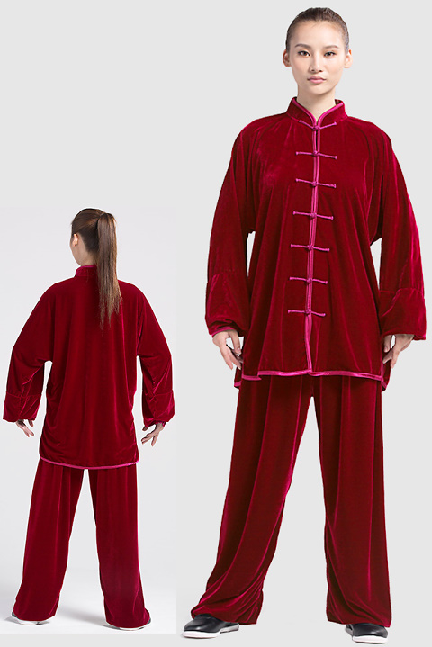 Professional Taichi Kungfu Uniform with Pants - Velvet - Rusty Red (RM)