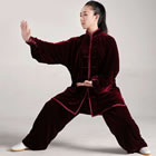 Professional Taichi Kungfu Uniform with Pants - Velvet - Maroon (RM)