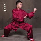 Professional Taichi Kungfu Uniform with Pants - Silk Fibroin Satin - Medium Violet Red (RM)