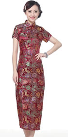 Short-sleeve Long-length Brocade Cheongsam (RM)