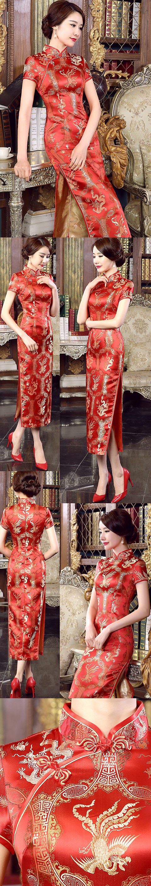 Short-sleeve Long-length Brocade Cheongsam (RM)