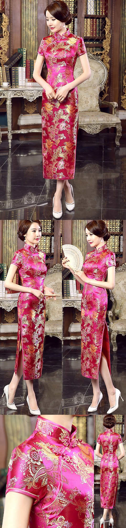 Short-sleeve Long-length Brocade Cheongsam (RM)