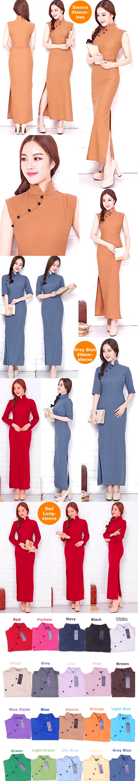 Bargain - Long-length Cotton Linen Cheongsam Dress