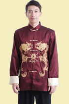 Mandarin Dual-dragon Embroidery Thai Silk Jacket (RM)
