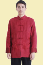 Mandarin Dual-dragon Embroidery Suede Jacket (RM)