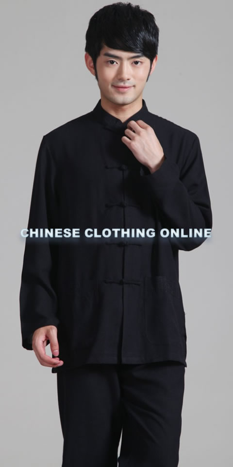Bargain - Mandarin Plain Polyester Cotton Shirt (RM)