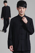 Bargain - Mandarin Plain Polyester Cotton Suit