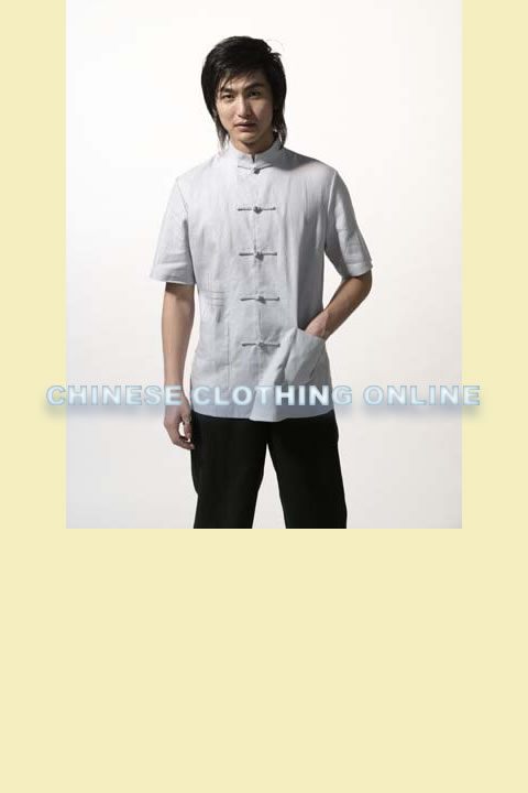 Short-sleeve Plain Mandarin Shirt (CM)