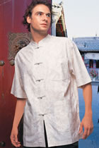 Short-sleeve Jacquard Mandarin Shirt (CM)