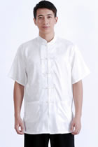 Short-sleeve Huddling Dragons Mandarin Shirt - Cream White (RM)