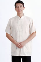 Short-sleeve Felicity Mandarin Shirt - Beige (RM)