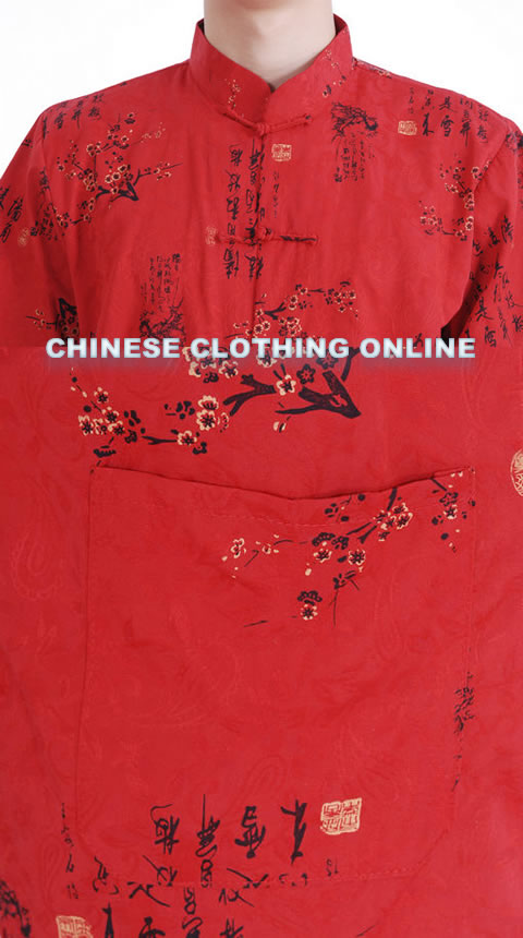 Short-sleeve PLum Blossoms Mandarin Shirt - Red (RM)