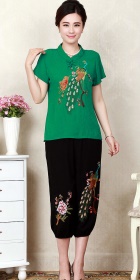 Peacock Embroidery Short-sleeve Suit (RM)