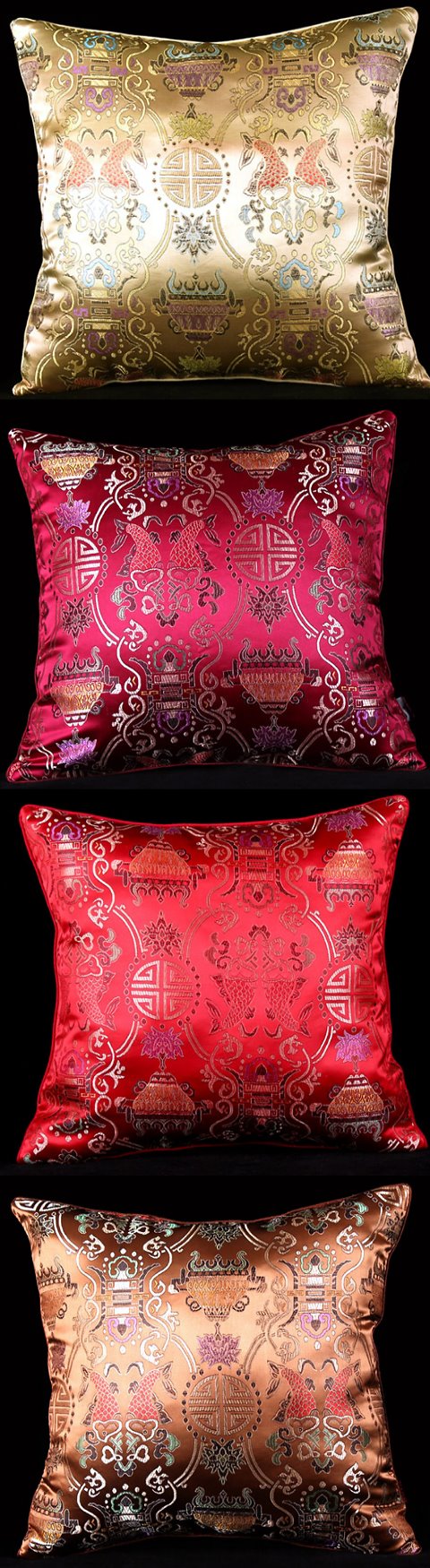 Chinese Ethnic Lotus Embroidery Cushion Cover