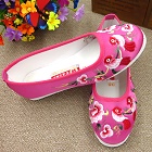 Satin Flower and Bird Embroidery Shoes (Fuchsia)