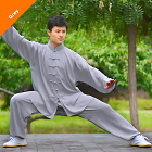 Professional Taichi Kungfu Uniform with Pants - Cotton/Silk - Grey (RM)