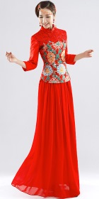 3/4-sleeve Long-length Bridal Cheongsam (RM)