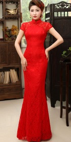 Cup-sleeve Long-length Evening-dress Cheongsam (RM)