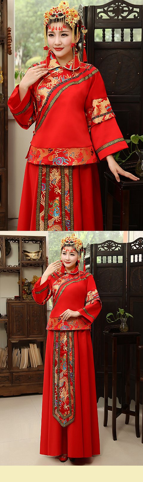 Red Evening-dress / Bridal Skirt Suit