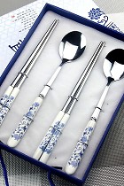 Stainless Steel w/ Porcelain handle Cutlery Set