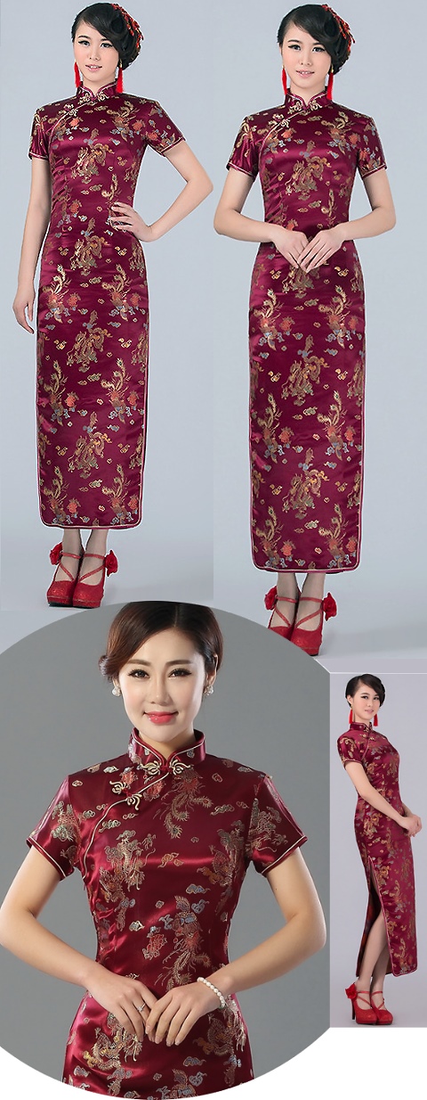 Short-sleeve Long-length Brocade Cheongsam (RM)