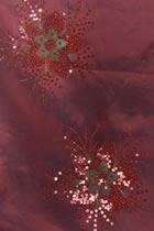 Fabric - Floral Embroidery Chameleon Thai Silk with Paillettes