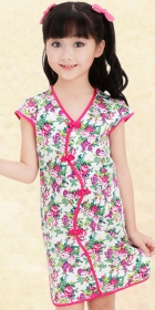 Girl's Short-sleeve Floral Cheongsam Dress (RM)