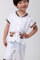 Boy's Short-sleeve Double-dragon Mandarin Suit (RM)