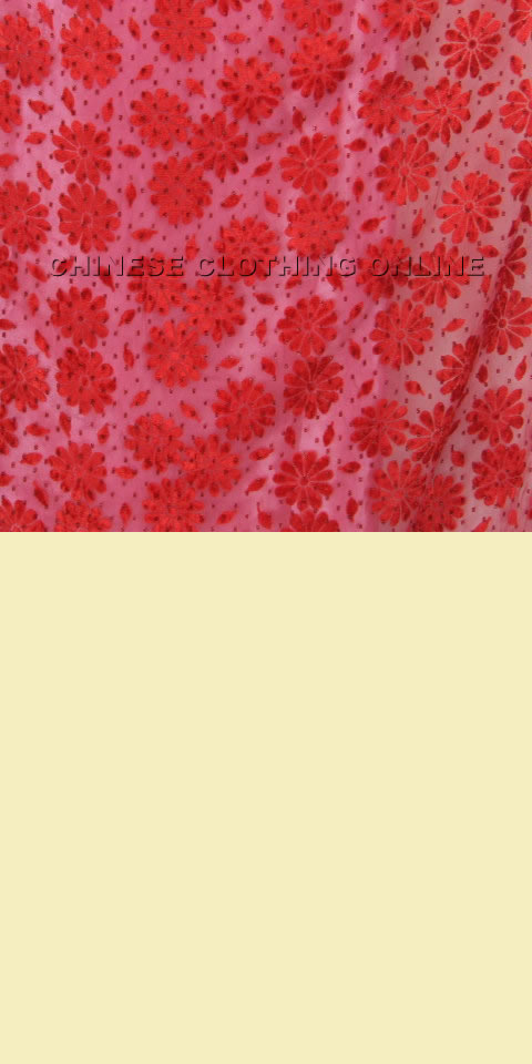 Fabric - See-through Embroidery Velvet Gauze (Red)