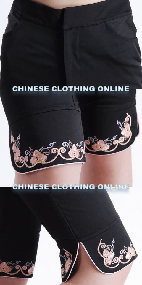 Mandarin Pants w/ Floral Embroidery (RM)